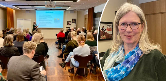 Bente Weimand och bild från hennes föreläsning.